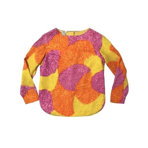 Vintage Joy Stevens Top Blouse 1960s Groovy Gogo Mod Flower Power Button Back - Picture 12 of 15